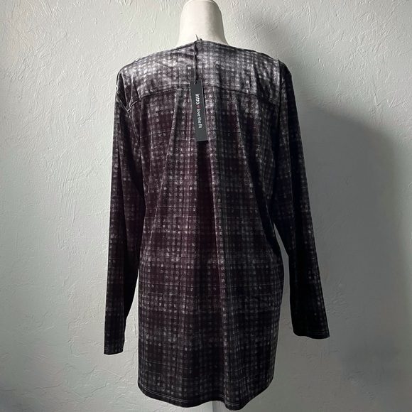 NWT Intro Black Purple Stretch Large Soft Relaxed High Low Sweater Grunge Whimsy - Picture 4 of 6